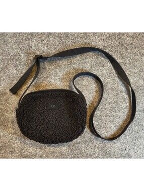 UGG Janey II Sherpa Crossbody Bag Black Fleece Plush Purse Mini Shoulder Handbag